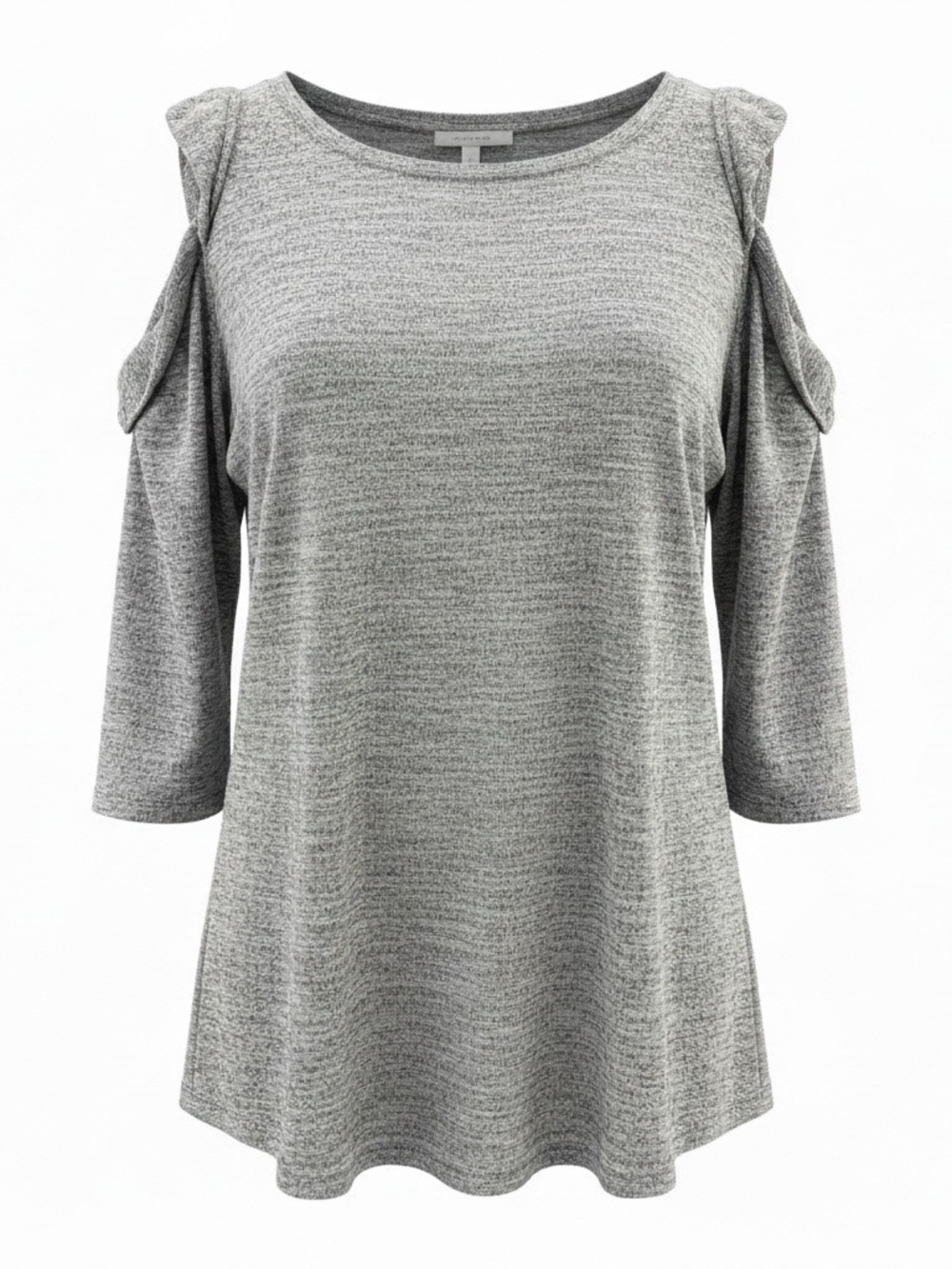 Apt. 9 Gray Marled Cold Shoulder Knit Top 3/4 Sleeve XXL